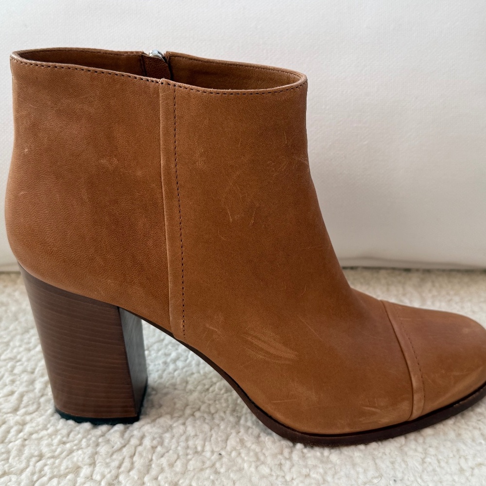 Prada Heeled Ankle Boots, Size 41, chestnut leather.